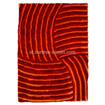 Poliester merah & oranye warna karpet 3D